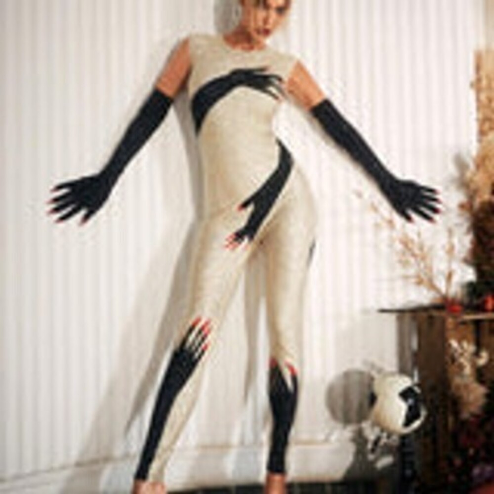 Billy Diamond Hands Illusion Jumpsuit In Beige